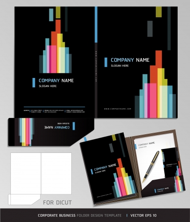 Corporate Identity Business Set  Folder Design Template  Vector illustration のイラスト素材