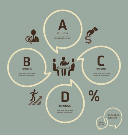 Businessman meeting with Speech Bubble Options Banner template  Retro style  のイラスト素材