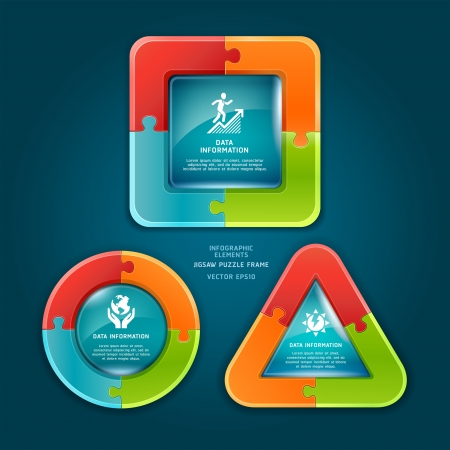 Jigsaw puzzle frame  Vector illustration  can be used for workflow layout, diagram, number options , web design, infographics のイラスト素材