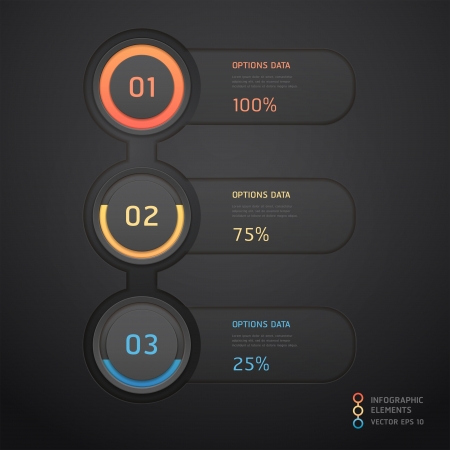 Modern black infographics banner  illustration  can be used for workflow layout, diagram, web design, number options のイラスト素材