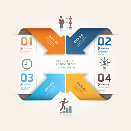 Modern arrow origami style number options banner.  illustration. can be used for workflow layout, diagram, step options, web design, infographics.のイラスト素材