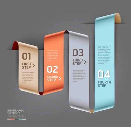Abstract step up options ribbon style  Vector illustration  can be used for workflow layout, diagram, number options, step up options, banner, web design, infographics template のイラスト素材