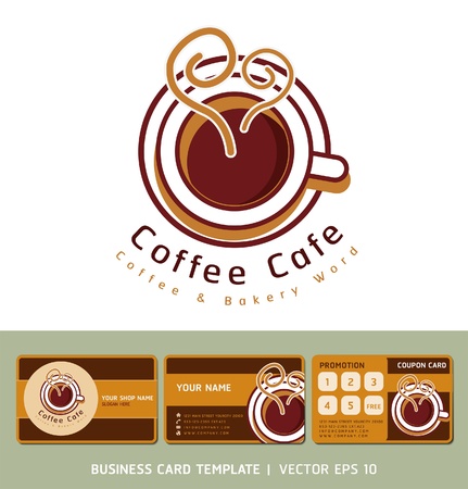 Coffee Cafe icon logo and business cards のイラスト素材