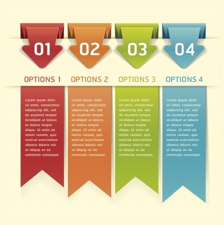 Colorful Origami Style Number Options Banner Card Vector illustrationのイラスト素材