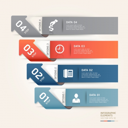 Modern arrow business steb options banner.  illustration. can be used for workflow layout, diagram, number options, step up options, web template, infographics.のイラスト素材