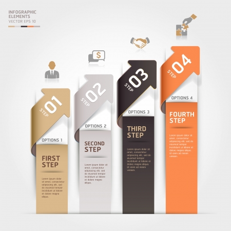 Modern arrow business steb options banner.  illustration. can be used for workflow layout, diagram, number options, step up options, web template, infographics.のイラスト素材