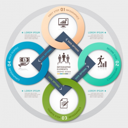 Business management circle origami style options banner.のイラスト素材