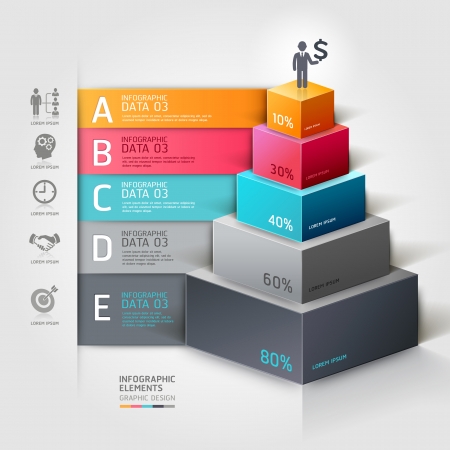 3d staircase diagram modern business step options.  のイラスト素材