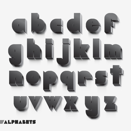 3D alphabet black color. Vector illustration.のイラスト素材
