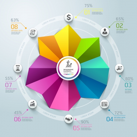 Business Infographics circle graph origami style. Vector illustration. can be used for workflow layout, banner, diagram, number options, step up options, web design.
のイラスト素材