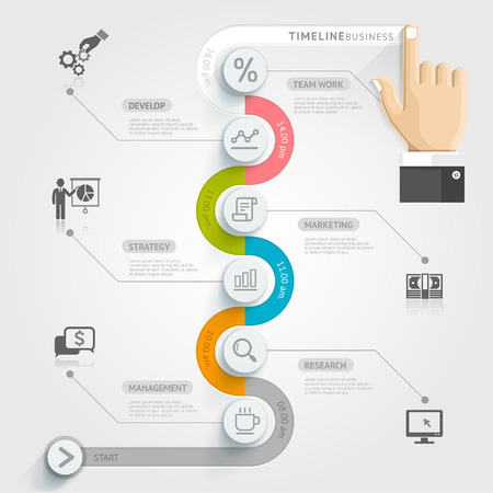 Business timeline infographic template. Vector illustration. can be used for workflow layout, banner, diagram, number options, web design.のイラスト素材