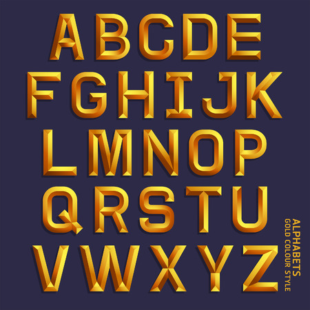 Alphabet gold colour style. Vector illustration.のイラスト素材