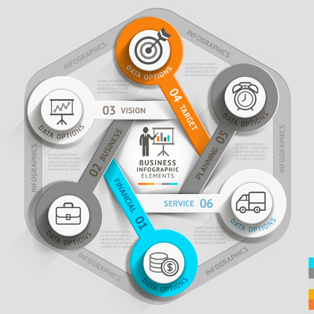 Business timeline infographic template. illustration. Can be used for workflow layout, banner, diagram, number options, web design.のイラスト素材