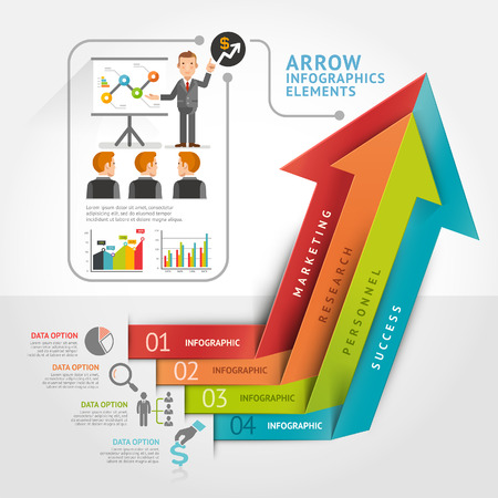 Abstract arrow infographics template. Vector illustration. can be used for workflow layout, diagram, number options, business step options, banner, web designのイラスト素材