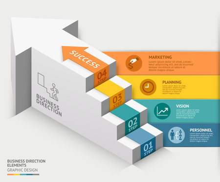3d business staircase diagram template. illustration. can be used for workflow layout, number options, step up options, web design, infographics, timeline template.のイラスト素材