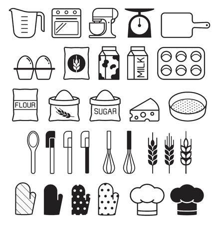 Bakery tool icons set. Vector illustration.のイラスト素材