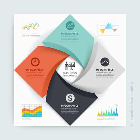 Business Infographics design template. Vector illustration. Can be used for workflow layout, diagram, number options, start-up options, web designのイラスト素材