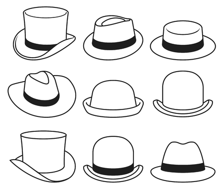 Vintage hats icons. Vector illustration.のイラスト素材