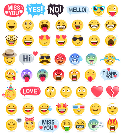 Emoji emoticons symbols icons set. Vector Illustrationsのイラスト素材