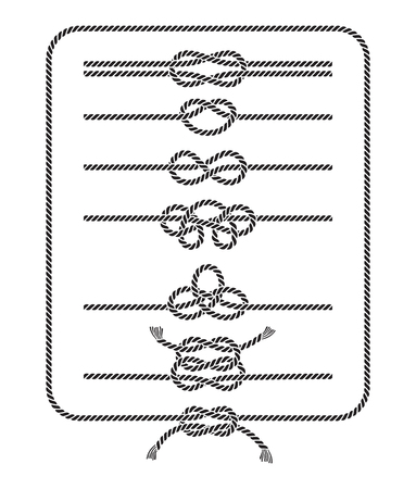 Rope knots silhouette black collection. Vector illustrations. のイラスト素材