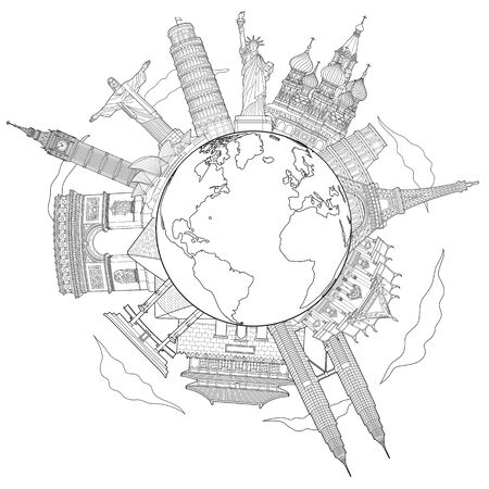 Around the world travel famous landmark doodle art drawing sketch style vector illustrations.
のイラスト素材