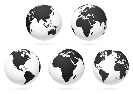 World globe earth map. Vector illustrations.のイラスト素材