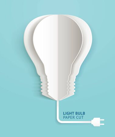 Light bulb paper cut vector illustrations.のイラスト素材