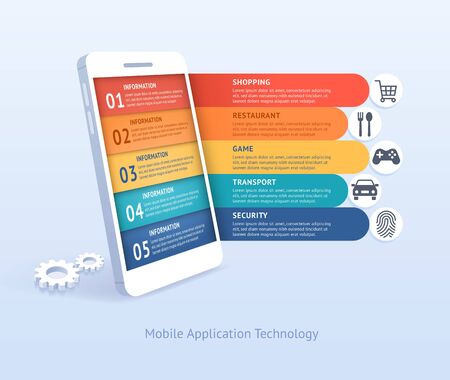 Mobile application technology vector illustrations.のイラスト素材