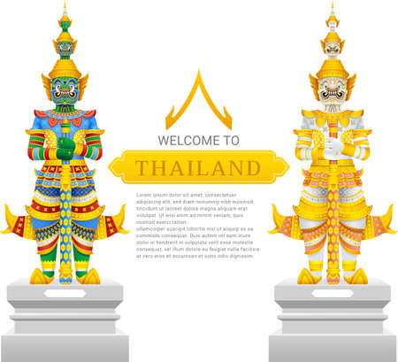 Guardian giant Thailand travel and art background vector illustrationのイラスト素材