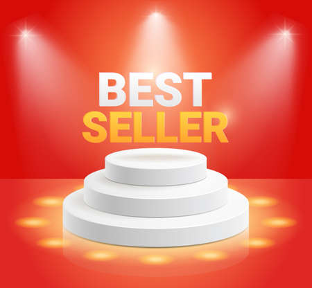 Best seller display stand podium with spotlight vector illustrations.のイラスト素材