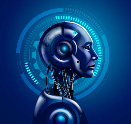 Robot android heads vector illustrations.のイラスト素材