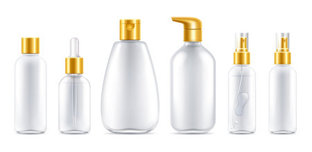 Cosmetic package mockup bottles products set.のイラスト素材