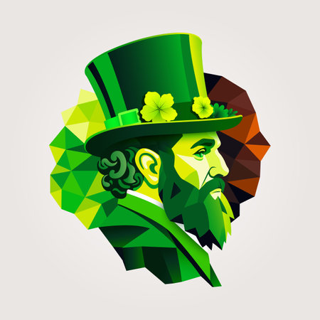 St. Patrick man. bearded man with hat graphic illustration.のイラスト素材