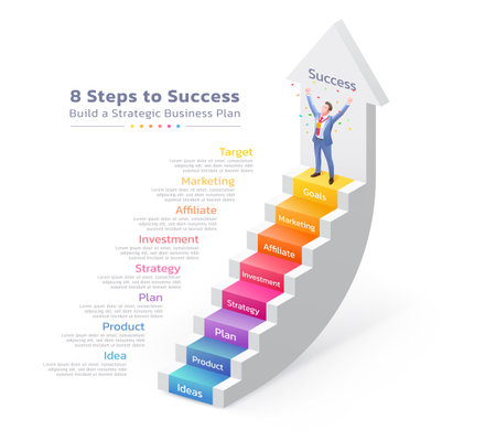 business arrow staircase steps template backgroundのイラスト素材