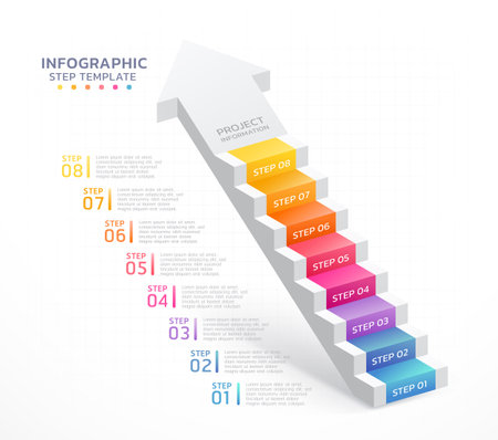 arrow staircase infographic steps template backgroundのイラスト素材