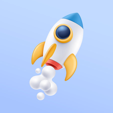 Space rocket with smoke 3d icon illustrationのイラスト素材