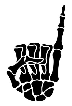 Skeleton bone hand thumbs up little finger signのイラスト素材