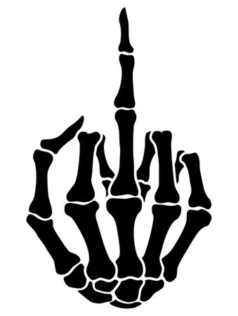 Skeleton bone raise middle finger hand sign illustrationsのイラスト素材