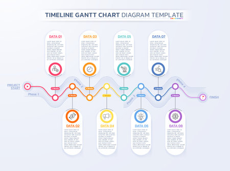 timeline gantt chart infographic template backgroundのイラスト素材