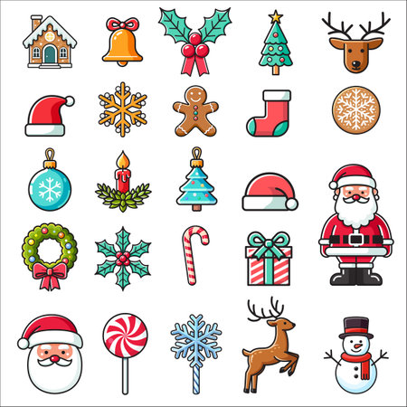 Christmas ornaments collection flat design iconsのイラスト素材