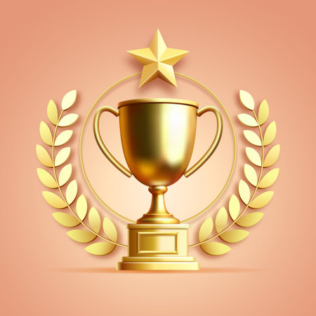 3d gold trophy illustrationのイラスト素材