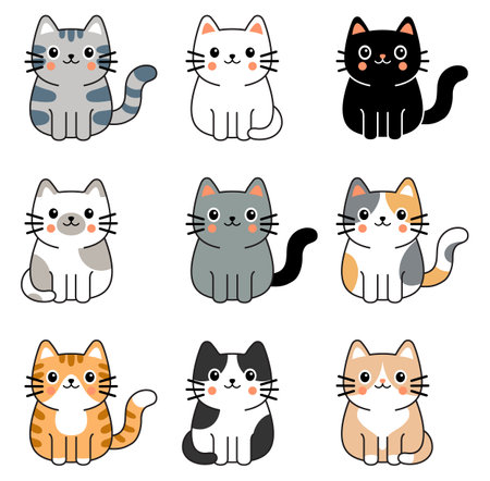 Cat minimal cartoon color illustrationのイラスト素材