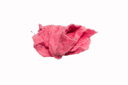 Crumpled paper ball isolated on white backgroundの写真素材