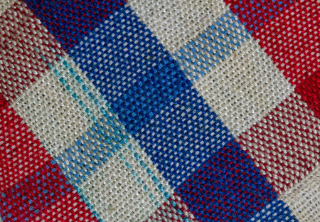 close-up Multicolored interlaced fiber Knitted fiber in industry