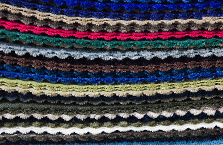 Close-up Multicolored fabric Stacked texture. Abstract background