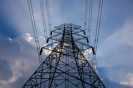 Power tower in the sky background