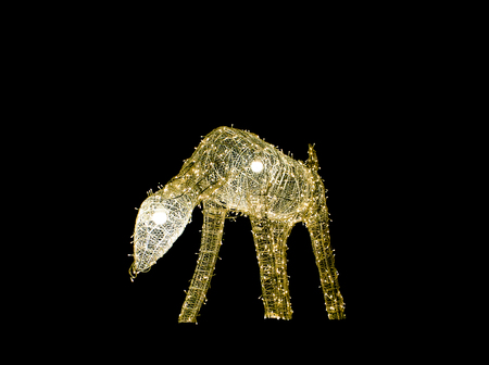 Christmas Deer made of lights on a black background with copy space texture. Abstractの写真素材
