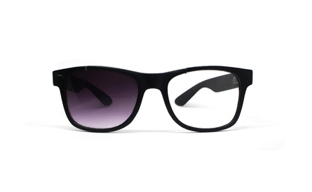 Broken Black sunglasses Isolated On White Background.の写真素材