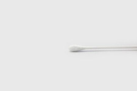 Cotton buds on white background with copy space.の写真素材