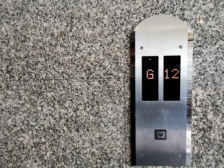 Close-up  monitor show number floor in elevator with copy space
